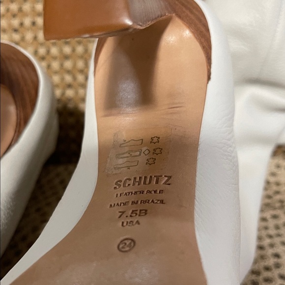 Boots SCHUTZ White Heeled Knee-High Boots leather- year round 3 1/2” heel - Picture 4 of 6